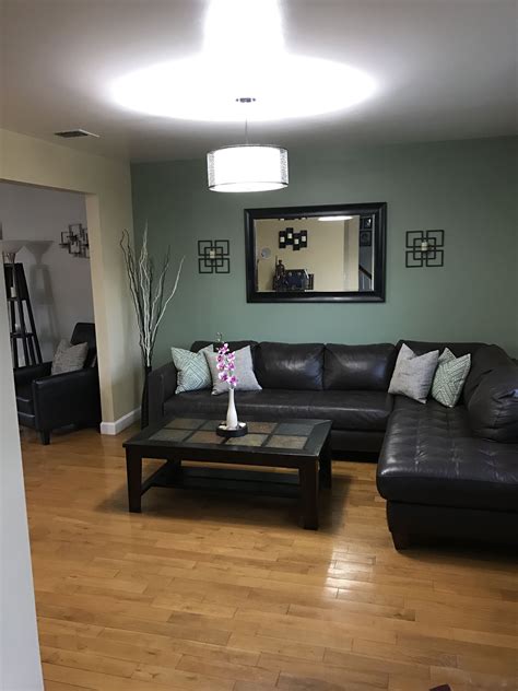 Newly Painted Sage Green Accent Wall Living Room