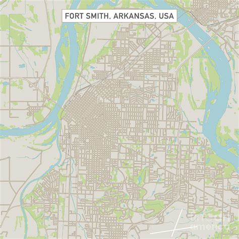 Fort Smith Arkansas Us City Street Map Digital Art By Frank Ramspott