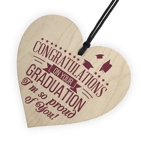 Graduation Congratulations Graduate Degree Wooden Heart Keepsake T