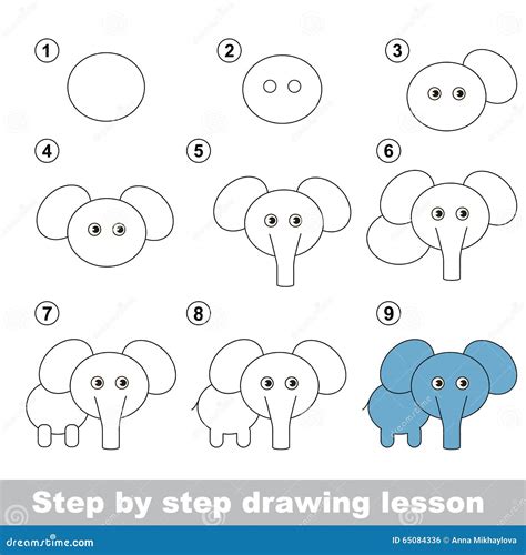 Drawing Tutorial How To Draw A Elephant Illustration 65084336 Megapixl