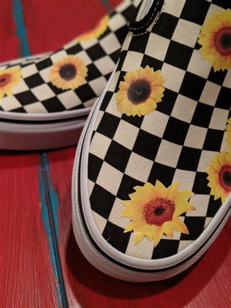 Sunflower Vans Brand Shoes Checkered Custom You Pick Size Etsy