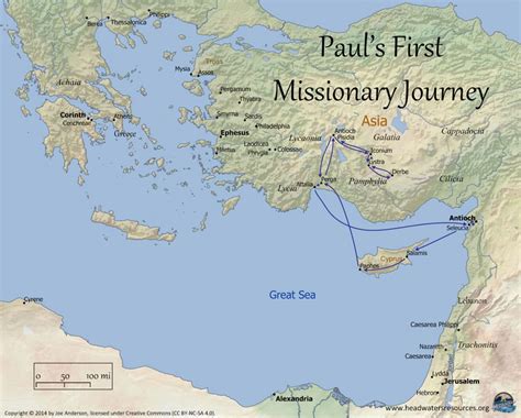 Pauls First Missionary Journey Map Printable