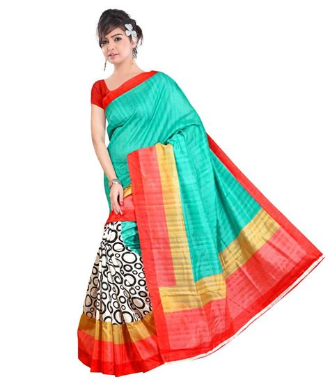 Texclusive Multi Color Bhagalpuri Silk Saree Buy Texclusive Multi Color Bhagalpuri Silk Saree