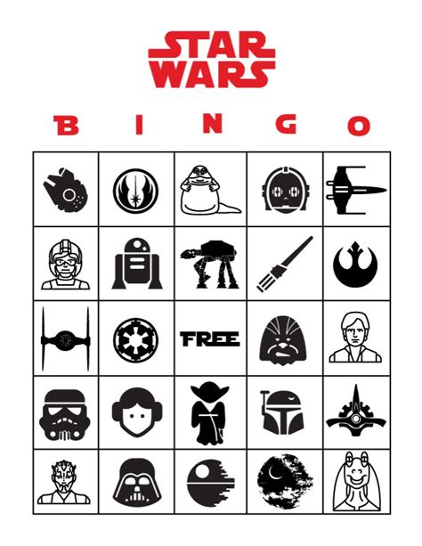 Free Printable Birthday Star Wars Bingo Games