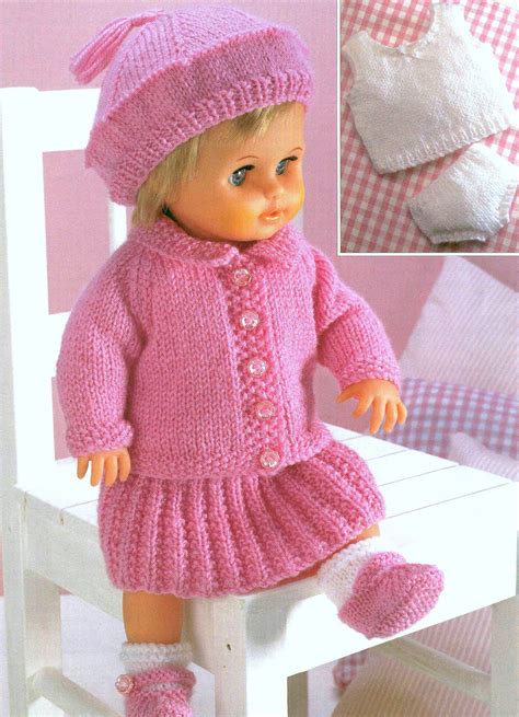 Vintage Knitting Pattern Pdf Dolls Clothes Jacket Skirt Beret Etsy Uk