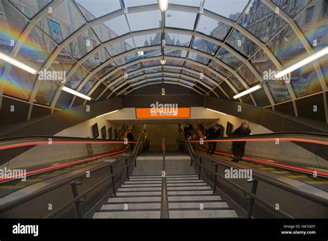 Glasgow Underground Or Subway Entrance Stairs Escalator To St Enoch