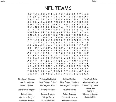 Nfl Football Teams Word Search Wordmint Word Search Printable