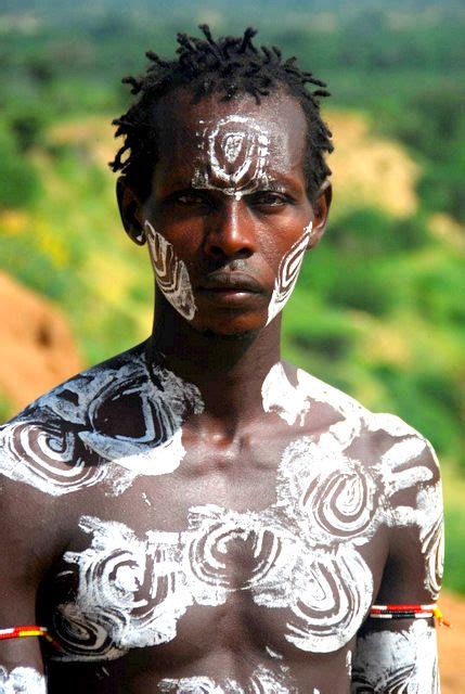 Karo Warrior With Body Painting Korcho Village Lower Omo Valley Ethiopia Africa Tribal Paint