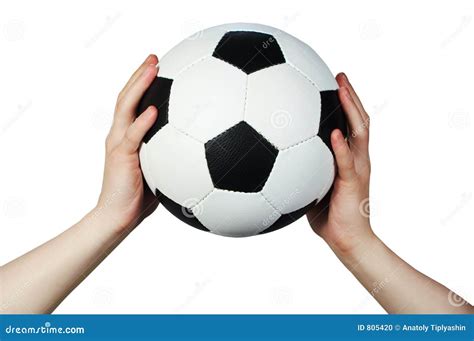 Hand Hold Soccer Ball Stock Photo Image 805420