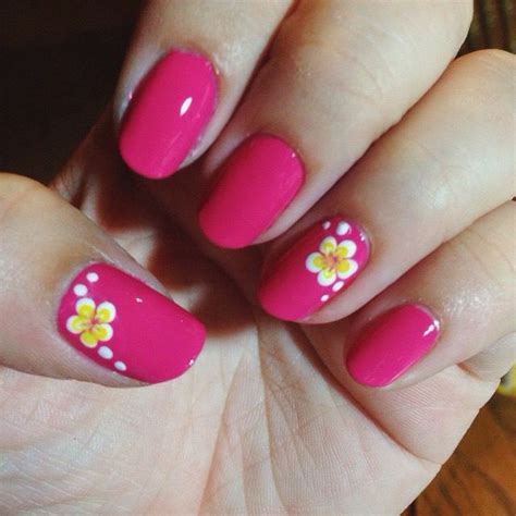 Find & download free graphic resources for nail. My Hawaiian plumeria flower nail art over fuchsia nails ...