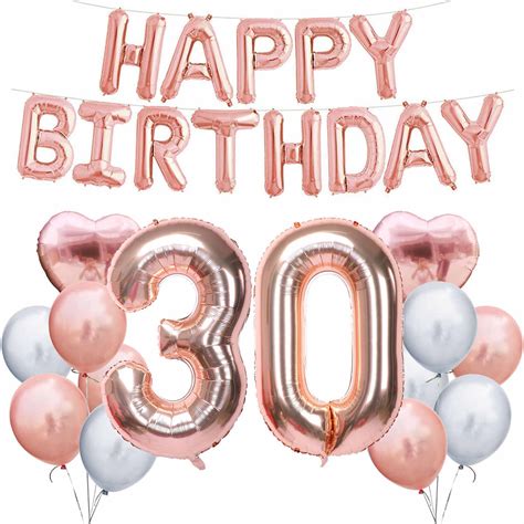 Amawill Rose Gold 32 Inch 30th Happy Birthday Confetti Balloons Happy