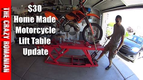 The motorcycle lift table was made with some really affordable materials, including some old shop overall, wood can be more affordable to build than steel. Home made $30 Wood Hydraulic motorcycle lift table, UPDATE ...