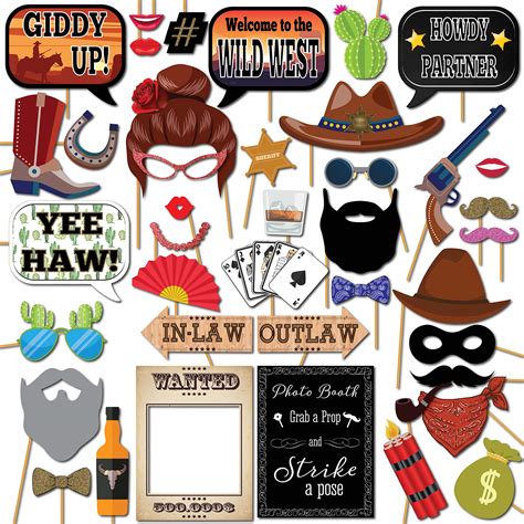 Buy Western Photo Booth Props 41 Pc Photo Prop Kit With 8 X 10 Inch