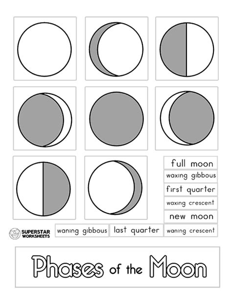 Phases Of The Moon Made Easy Printable Worksheet For Practice Style