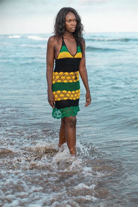 handmade crochet dress 02 jamaican colors etsy in 2020 crochet dress jamaican colors