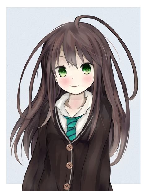 Anime Girl With Brown Hair And Green Eyes