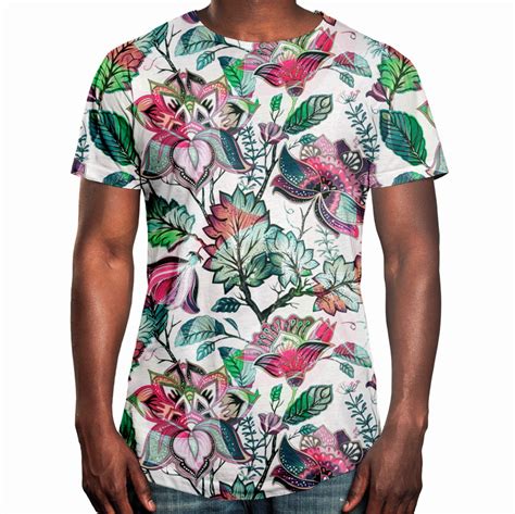 Camiseta Masculina Longline Swag Floral Jardim Russo No Elo7 Over