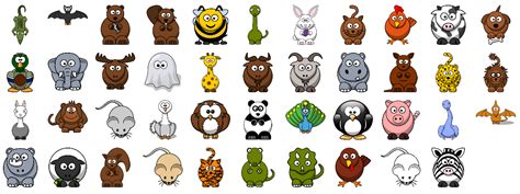 Set Of 40 Cute Cartoon Animals Hathix Cartoon Animals The Hathix Blog