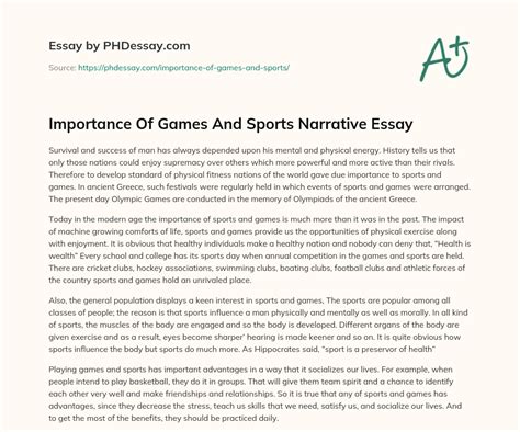 Importance Of Games And Sports Narrative Essay