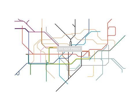 London Subway Map Line Art 85 X 11 Print Etsy