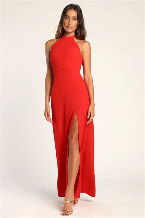 Glamorous Go Getter Red Halter Cutout Mermaid Maxi Dress Maxi Dress Dresses Formal Dresses Gowns