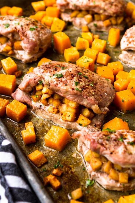 Start by following some of these place the pork chops on the baking sheet and brush half of the butter mixture on top. This apple stuffed pork chops recipe is SO easy! Baked on ...