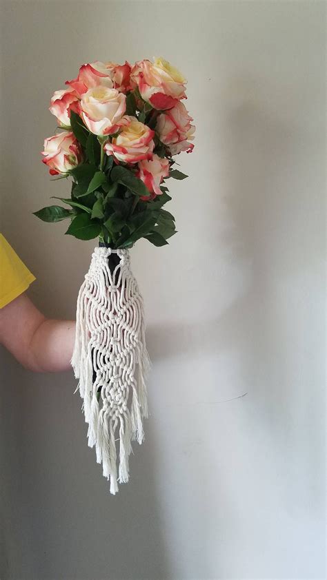 Macrame Bouquet Wrap Wedding Bride Accessory Bridal Boho Flowerpot Decor Floral