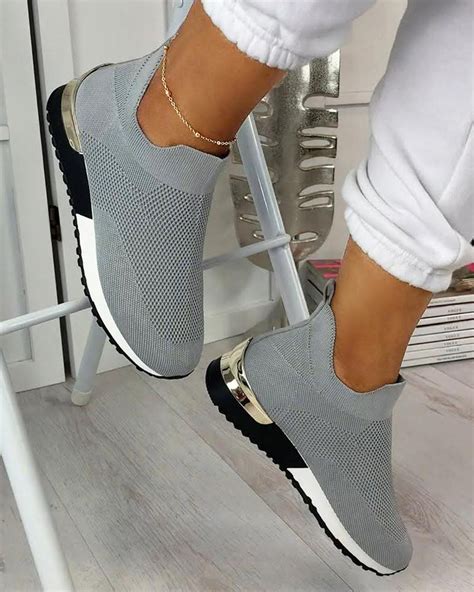 Womens Sneakers Elastic Slip On Flat Walking Shoes Usamerica Shop