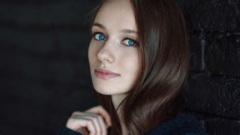 Blue Eyed Long Haired Anna Pavlova Brunette Russian Model Girl Wallpaper X P
