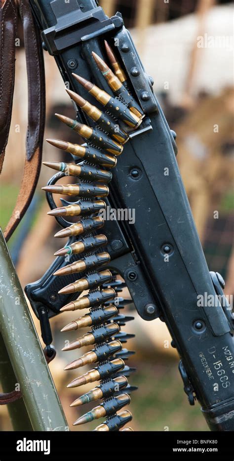 WW German Army MG Machine Gun With Bullet Belt Historical Re Enactment Stock Photo Alamy