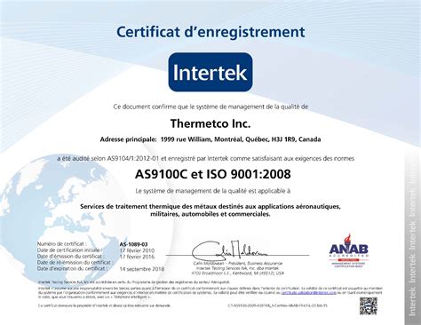 Intertek As9100c Iso 90012008 Thermetco