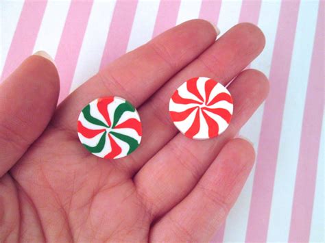 4 Large Peppermint Starlight Mint Candy Cabochons Polymer
