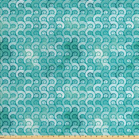 Ocean Fabric By The Yard Abstract Swirled Sea Waves Pattern Spiral