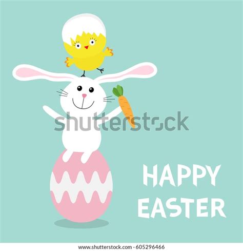 Happy Easter Bunny Chicken Pyramid Set Stock Vector Royalty Free