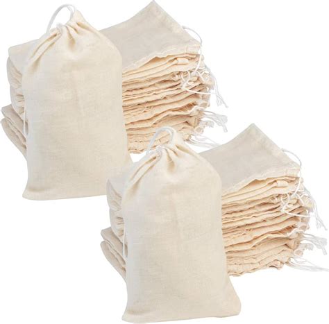 100pcs Cotton Drawstring Bags Reusable Muslin Bag Natural Cotton Bags