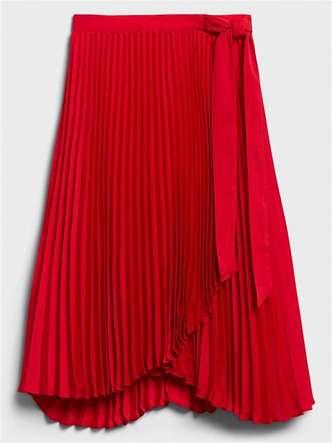 Pleated Wrap Midi Skirt Banana Republic Factory