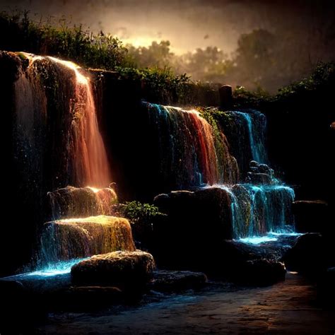 Premium Photo Magic Waterfall Highly Detailed Cinematic Lighting