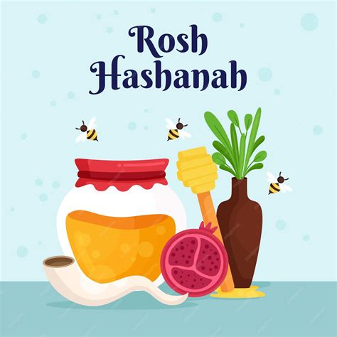 Rosh Hashaná Con Miel Vector Premium