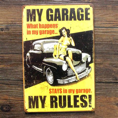 Ro X 0611 Free Ship My Garage My Rules Sexy Lady Vintage Metal Tin Signs Painting Home Decor