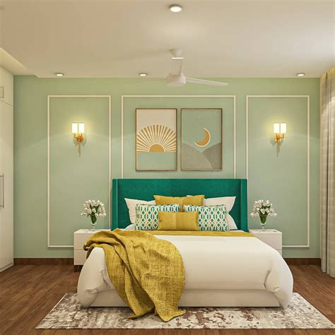 Modern Spacious Master Bedroom Design With Pastel Interiors Livspace