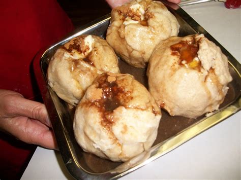 Soy sauce, garlic, salt, tart apple, lettuce leaves. Paula's Bread: Apple Dumplings