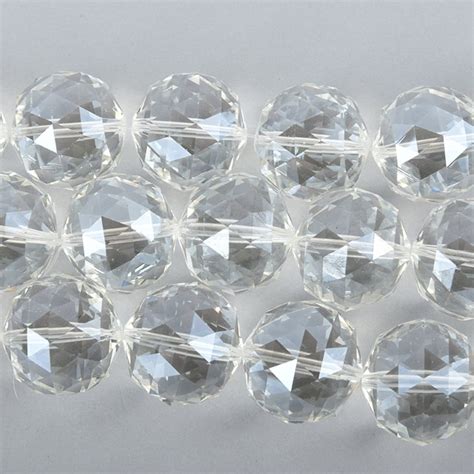 30mm Clear Round Faceted Crystal Glass Beads 7 Beads Bgl1794 Etsy