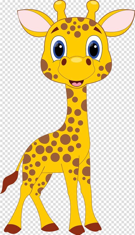 Happy giraffe jumping and running outdoors on a daisy flower field. Giraffe Drawing Cartoon , giraffe transparent background ...