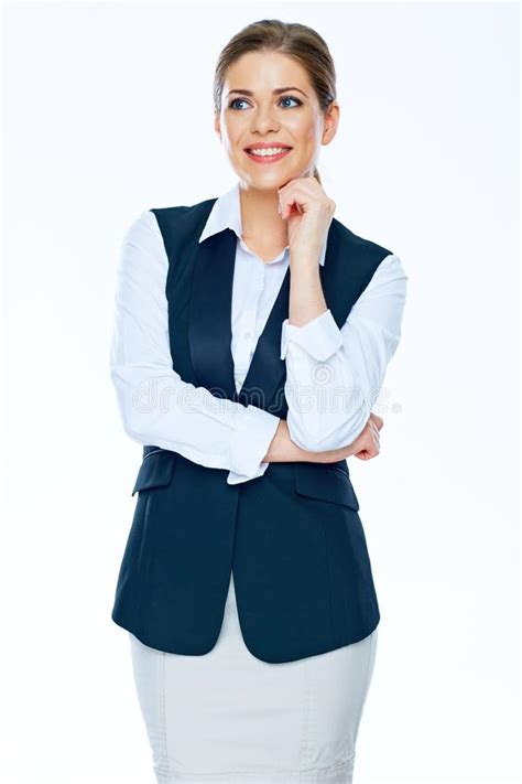 Smiling Bisiness Woman White Shirt And Vest Dressed Stock Image Image Of Female