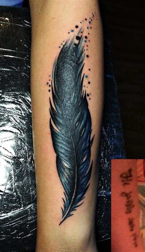 Beautiful Feather Tattoo Cover Up
