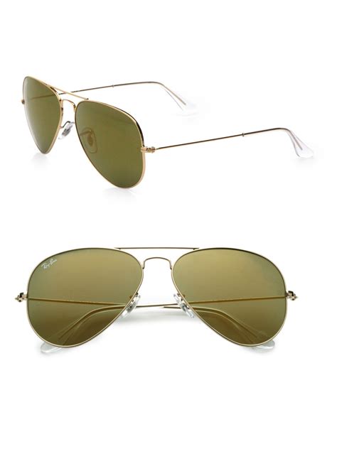 Ray Ban Original Aviator Sunglasses In Brown For Men Gold Lyst