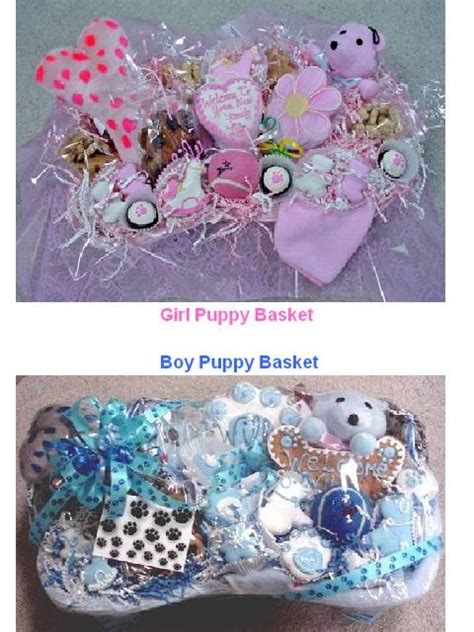 Doing up a gift basket to give as a gift or thinking about a gift basket business? Welcome New Puppy Gift Basket | for the dogs | Pinterest