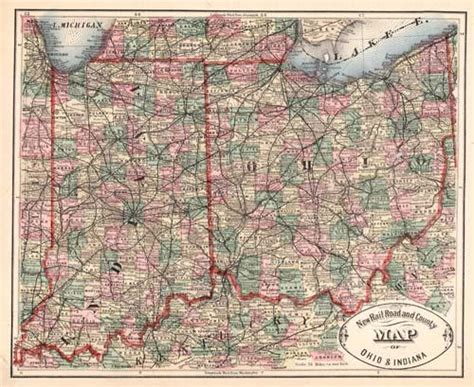 New Rail Road And County Map Of Ohio And Indiana By George F Cram 1882