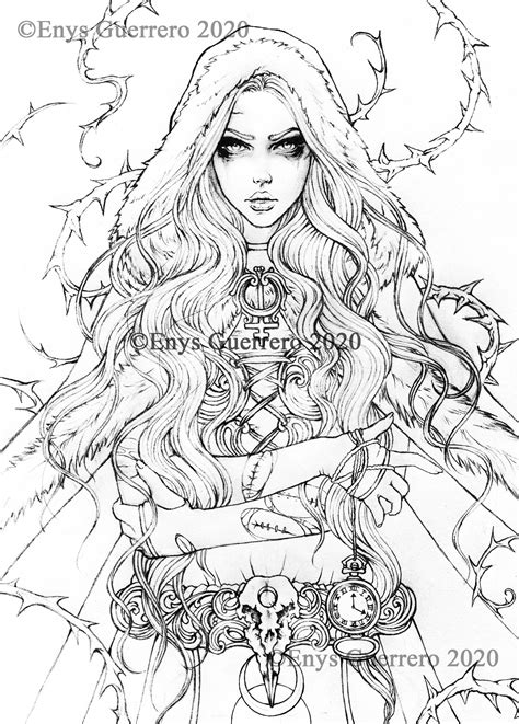 Reila Coloring Page Goth Fantasy Printable Download  By Etsy Australia