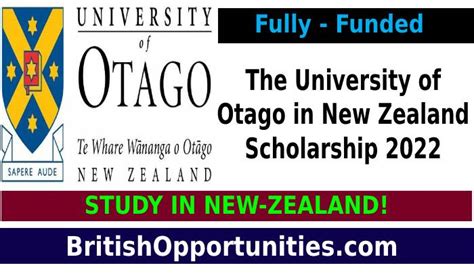 The University Of Otago In New Zealand Scholarship 2022 Fully Funded